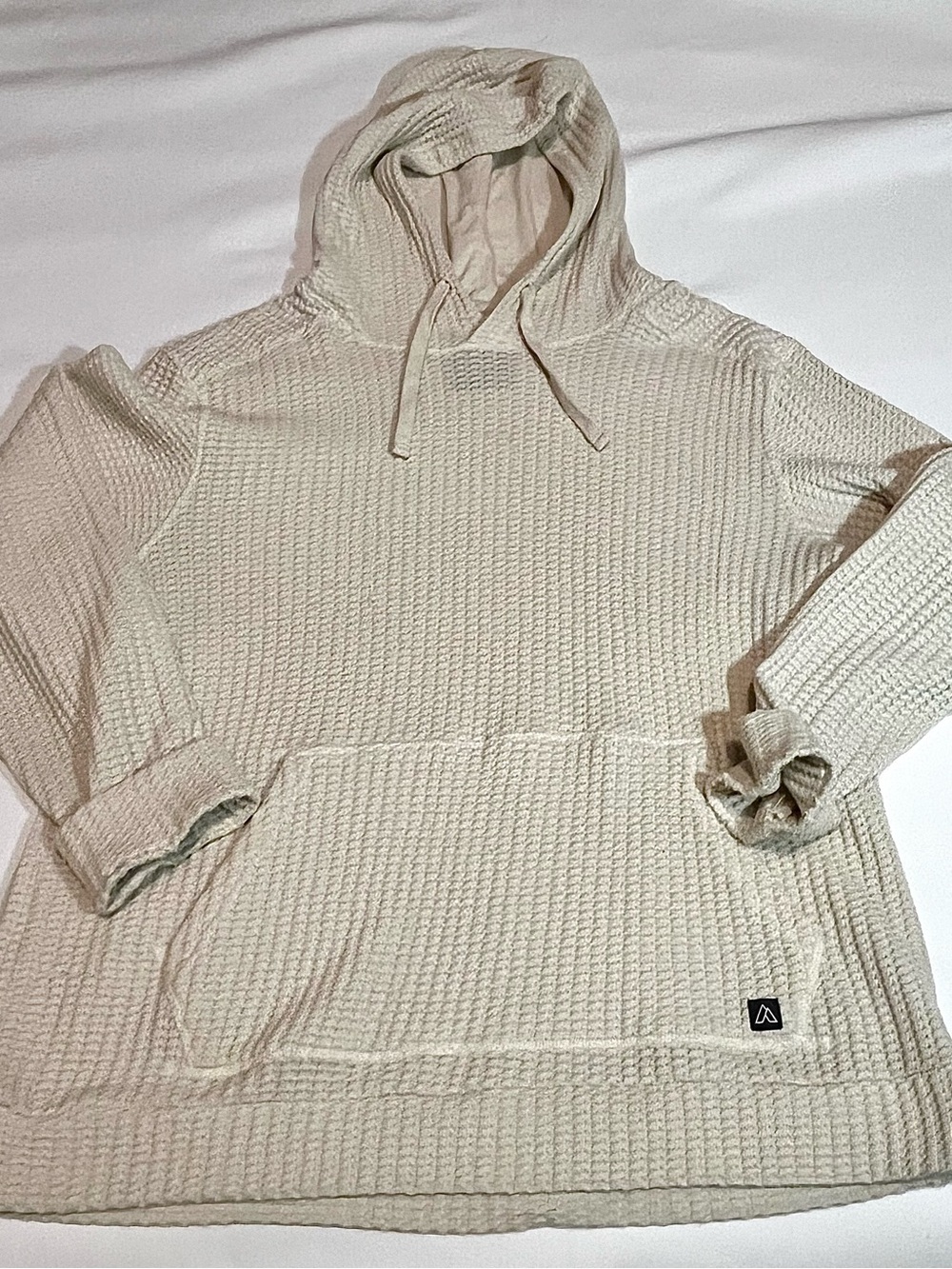 Lightweight but warm Alpine Design cream waffle knit hoodie